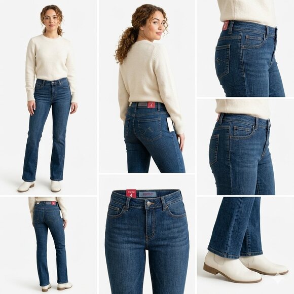 Faded Glory Pants - NEW Faded Glory Women's Missy Bootcut Jeans Dark Wash Stretch - Size 4 Size 28